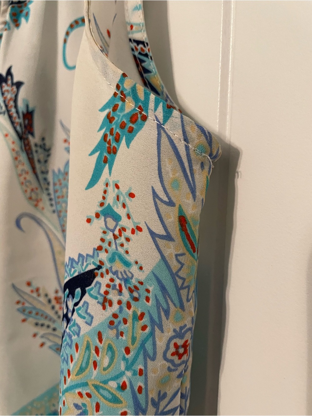Violet & Claire Cream Paisley Tank Top with Turquoise & Navy - Picture 4 of 5